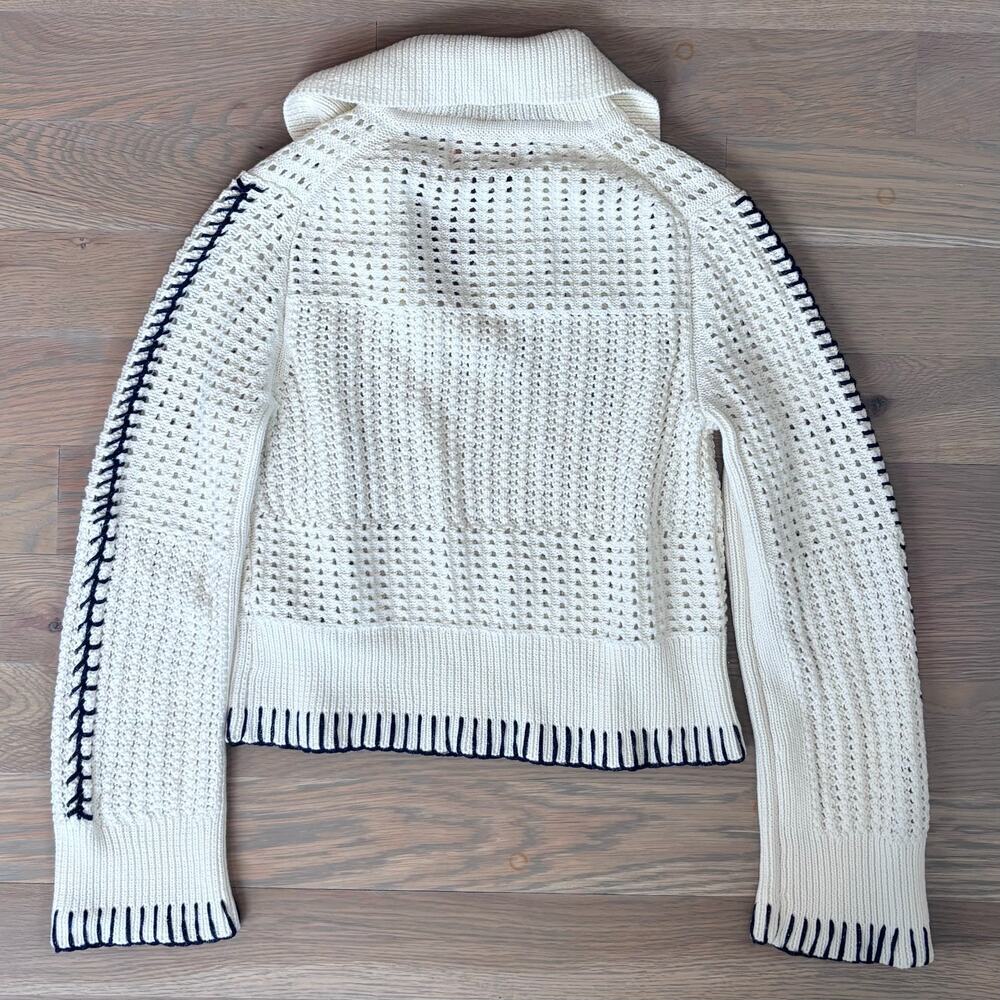 NWT Francesca’s Audrey Parks Crochet Stitch Sweater Collared Pullover Women XS - Picture 5 of 7